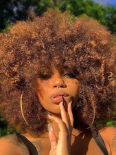 Afro Wig, Mixed Brown, 14 In, 70s Curly Afro Wigs for Women