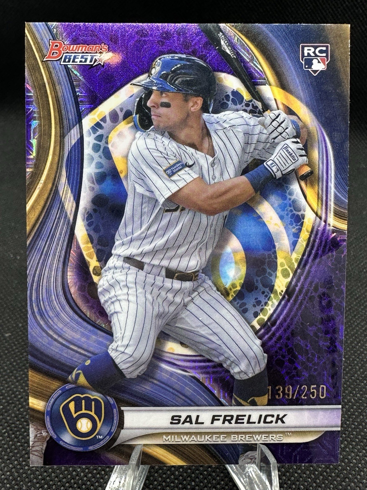 Sal Frelick 2024 Bowman’s Best #37 Purple Refractor /250 (RC) Brewers