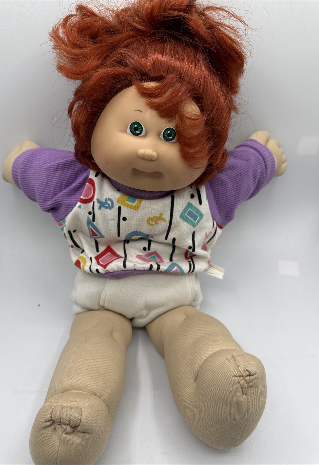 Vintage 1986 Cabbage Patch White Girl Red Hair One Tooth Green Eyes
