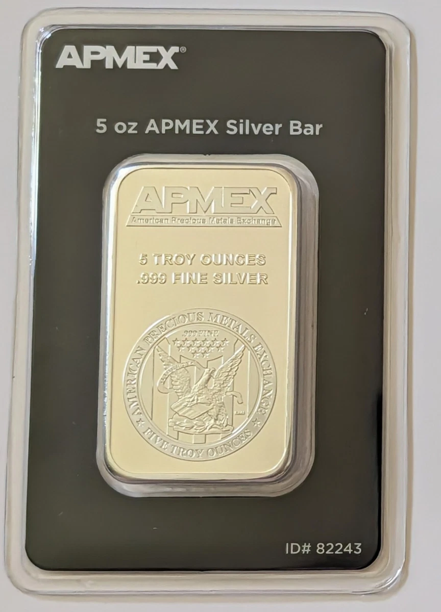 APMEX Silver Bullion Bars & Rounds 5 oz Precious Metal Content per