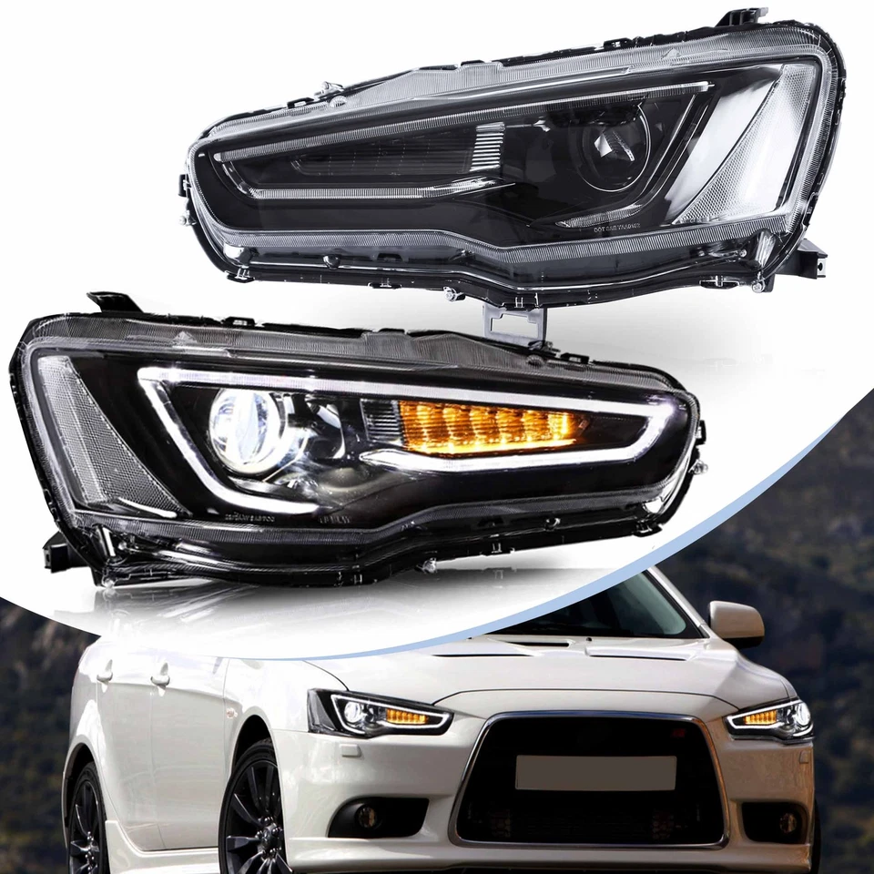 2*VLAND LED DRL Scheinwerfer Für 2008-2020 Mitsubishi Lancer mit Gelb Dynamic - Bild 3 von 4