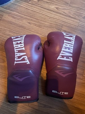 Everlast Elite Pro Style Leather Training Boxing Gloves Size 14 Oz, Black Red