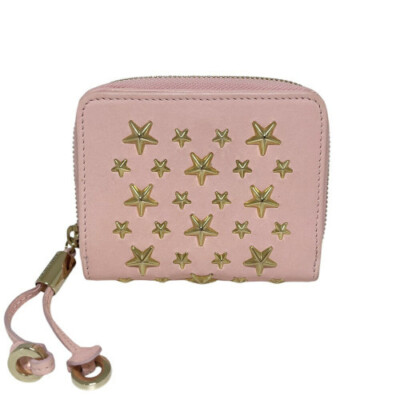 JIMMY CHOO Compact Folding Zip-Around Wallet Leather Pink VG limited From JAPAN