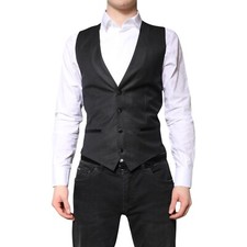 DOLCE & GABBANA Vest Black Wool Waistcoat Dress Formal Men IT46/US36/S 1250usd
