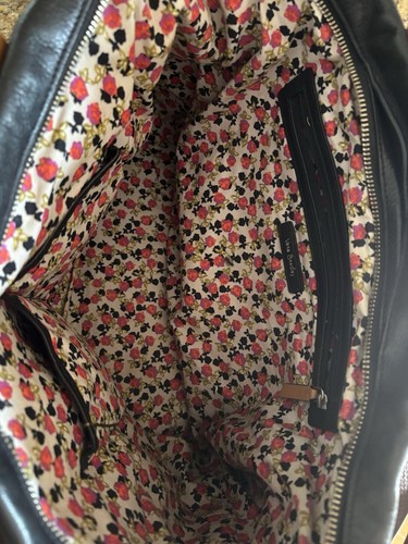 Vera Bradley Womens Black Leather Hidden Pocket Double Handle Tote - GREAT Bag! - Picture 5 of 7