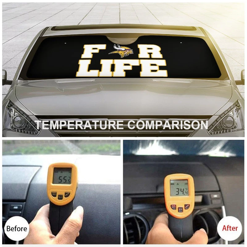 Minnesota Vikings Car Windshield Sunshade For Life Car Front Window Sunshade