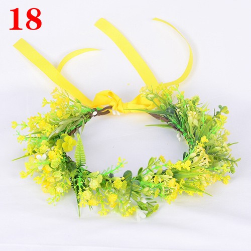 Flowers Headband Head Garland Hair Band Crown Wreath Festival Boho Beach Wedding - Picture 20 of 49