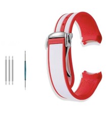 Red Rubber Strap Deployant Butterfly Clasp For Omega X Swatch Mission To Mars