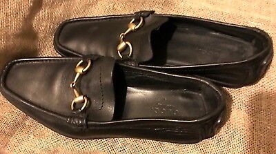Gucci 117703 Flats Loafers black leather Men's size 371/2 B shoes | eBay