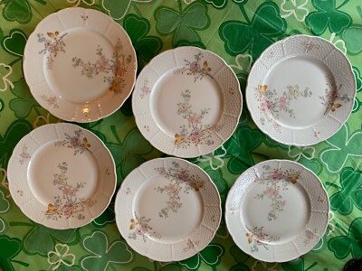 TK Thun Czechoslovakia Porcelain Floral Plates 7 1/2'' Mint Never Used Set of 6 