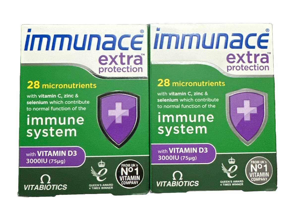 2 x Vitabiotics Immunace Extra Protection 30 Tablet Immune System + Vit D3000 IU