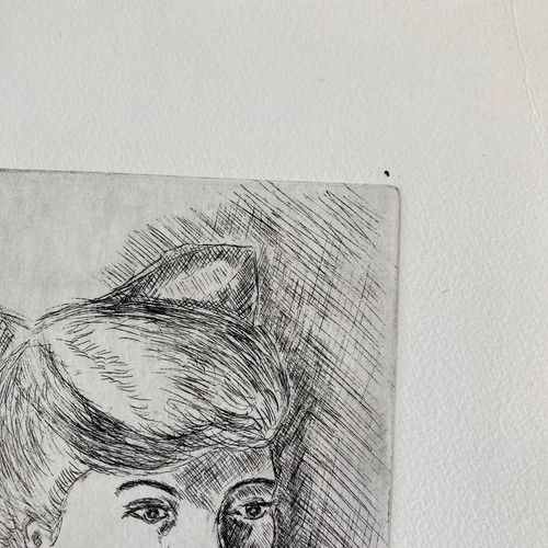 Circa 1955, Original Mid Century Etching of a Young Woman Art, OOAK Art on Paper - Picture 3 of 9