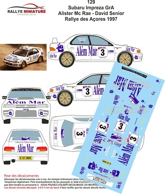 DECALS 1/43 REF 0129 SUBARU IMPREZA MCRAE RALLYE ACORES 1997 AZORES RALLY