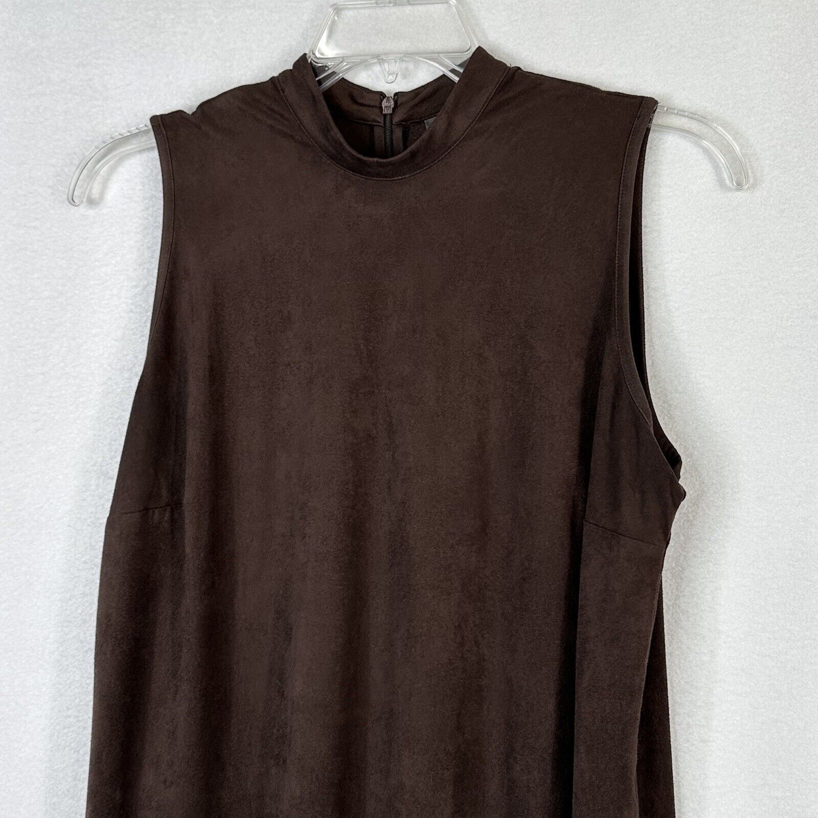 Chicos Travelers Faux Suede Dress 2 Large Brown S… - image 4