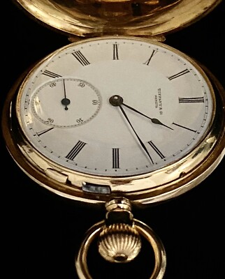 Tiffany & Co Geneva 18k Gold Chronometer Pocket Watch 41 MM # 11077 Hunter Case