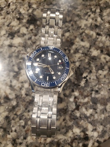 007 NTTD Homage Seamaster Homage Omega Watch Blue Date Steel Bracelet NATO Lume | eBay