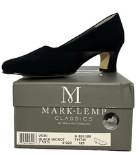 NIB Mark Lemp Classics by Walking Cradles Womens Vicki Pumps 7.5 N Black Microt