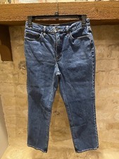Lands' End High Rise Straight Jeans Women's 10 Blue Medium Wash 5-Pocket