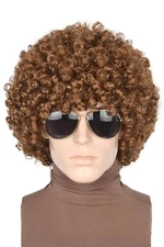 70s 80s Afro Wig Brown Short Curly Wig for Men Women Halloween Disco Rock Wig...