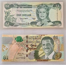 Bahamas $1 set 1996 & 2015 Queen Elizabeth P57 & P71A GEM UNC
