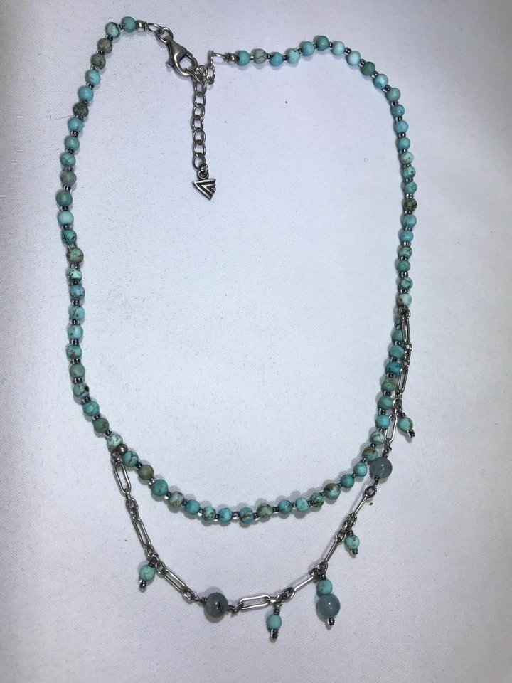 SILPADA 绿松石 Howlite Kyanite 2股项链 N1675 纯银 Ret — 第 4/4 张图片