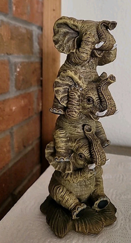 3 Elephants Totem Design Toscano Hear See Speak No Evil Luck & Protection 10"