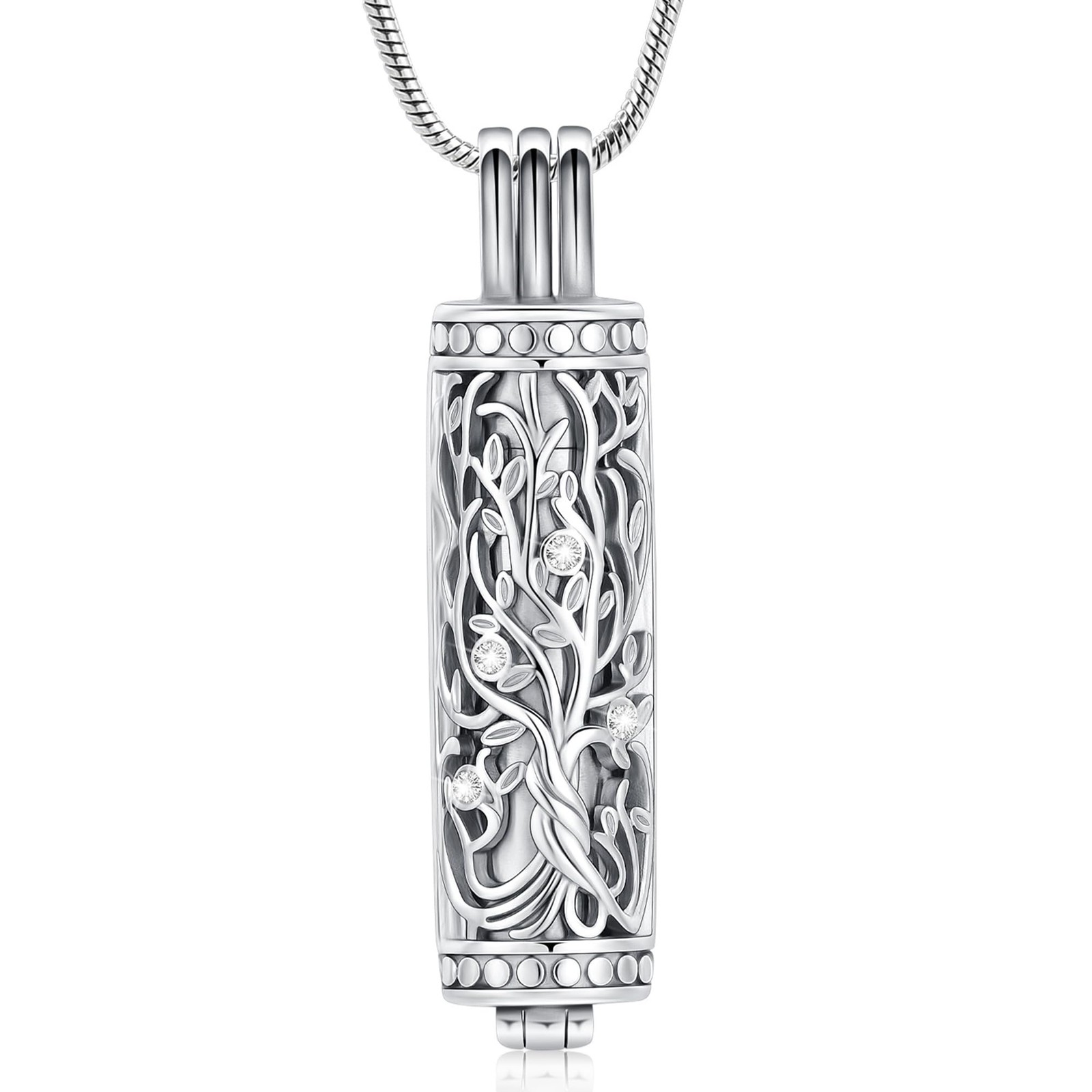 Collier urne funéraire pour cendres pendentif cylindre discret