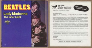 Beatles VINTAGE 1968 ' LADY MADONNA ' PICTURE SLEEVE WITH ORIGINAL INSERT!