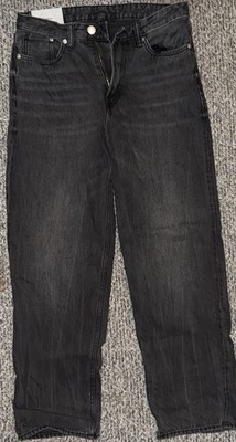 H&M Herren Jeans Denim schwarz M Normalgröße gerades Bein Five-Pocket L81cm
