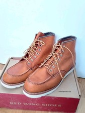 MENS UK 9.5 RED WING LEATHER BOOTS MOC TOE VGC