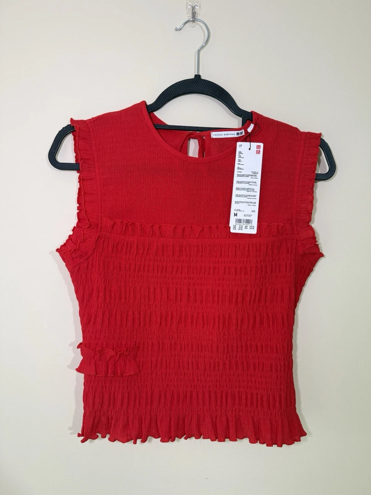 Cecilie Bahnsen x Uniqlo Shirring Sleeveless Shirt – Red – UK M