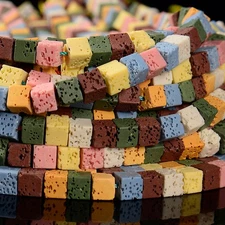 Multi Color Lava Gemstone Square Cube 4MM 6MM Loose Beads (D646)