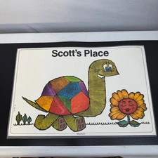 Vintage 1975 Moppet Mats Scotts Place Turtle Sunflower Leo SeminiTable Placemat