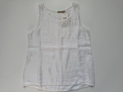 Viola Borghi Womens White Linen Tank Top Size Medium Summer Travel Cottagecore