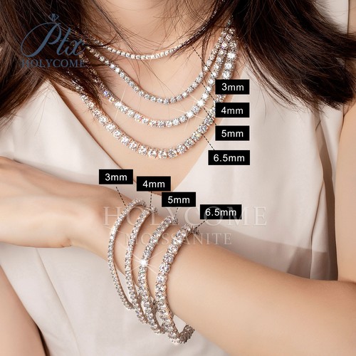 5mm 24in MOISSANITE Tennis Chain S925 Silver 18K Gold Plated Necklace Bracelets - Bild 12 von 30