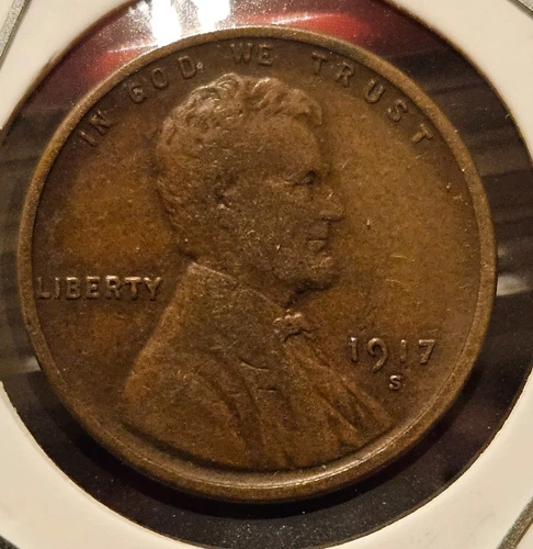 1917 S Lincoln Wheat Cent VF Semi Key Date San Francisco Mint USA Penny 1c