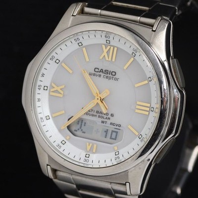 Casio Waveceptor WVA-M630 Tough Solar Analog Digital Watch White Dial