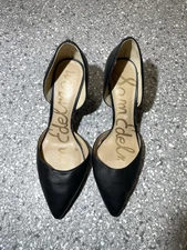 Sam Edelman Delilah Black Leather Heels Size 7W Women's Shoes
