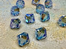 Vintage Swarovski - 8mm Bicone Beads 5301 - Light Sapphire AB2X