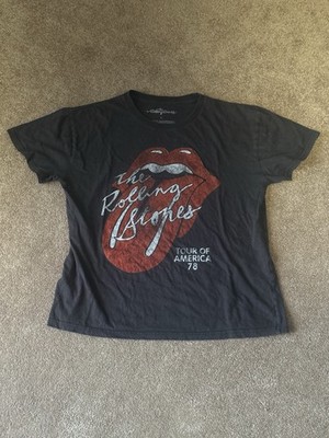 Rolling Stones Tongue Logo Tour of America 78 T Shirt Mens Large Black Tee