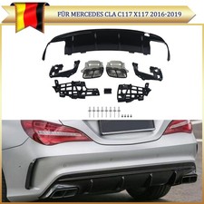 Heckdiffusor Lippe Schwarz Glanz für Mercedes CLA C117 X117 16-19 Mit Endrohre