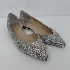 Betsey Johnson Size 8M Crystal Princess Wedding Day Flats Blue Bottom Event