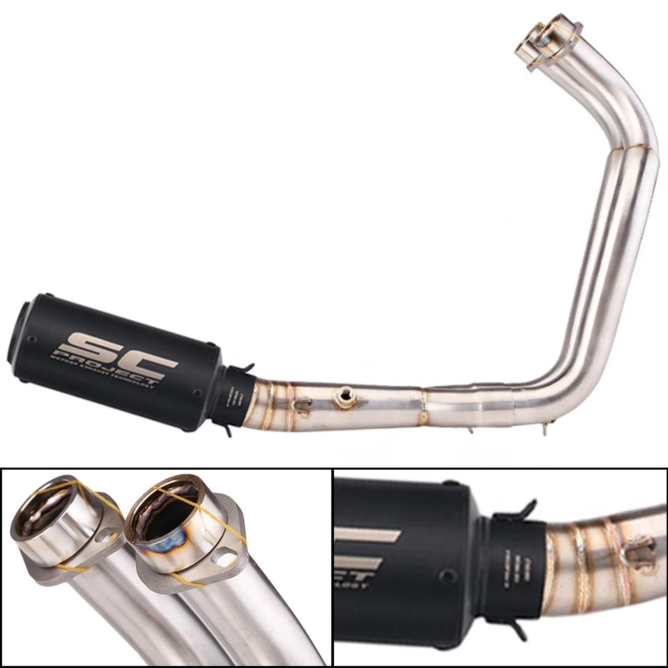 Para YAMAHA MT07 FZ07 2014-2022 Colectores de escape Deslizables Tubo de enlace Puntas de silenciador Foto 2 de 4