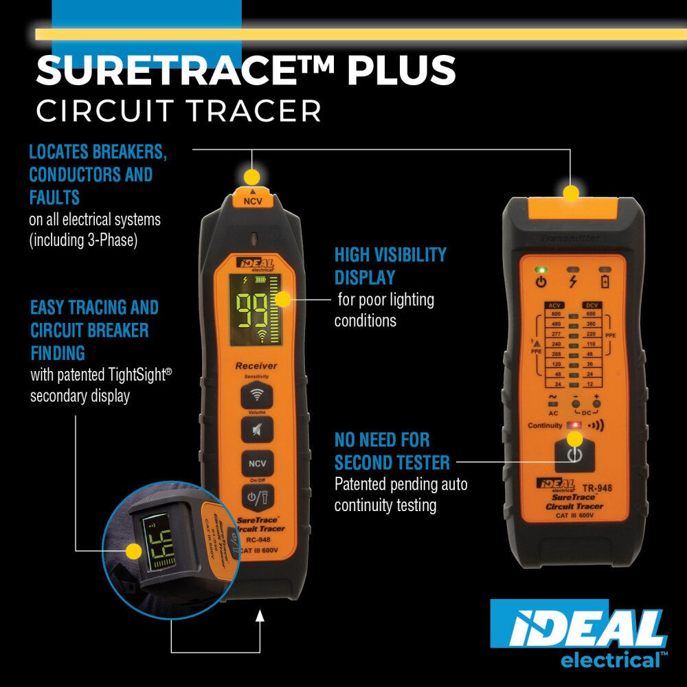 Ideal Industries Suretrace Plus Circuit Tracer 0-600V Ac/dc With