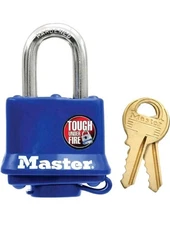 Two (2) Master Lock 312D Weatherproof Padlock Blue Weather Resistant 