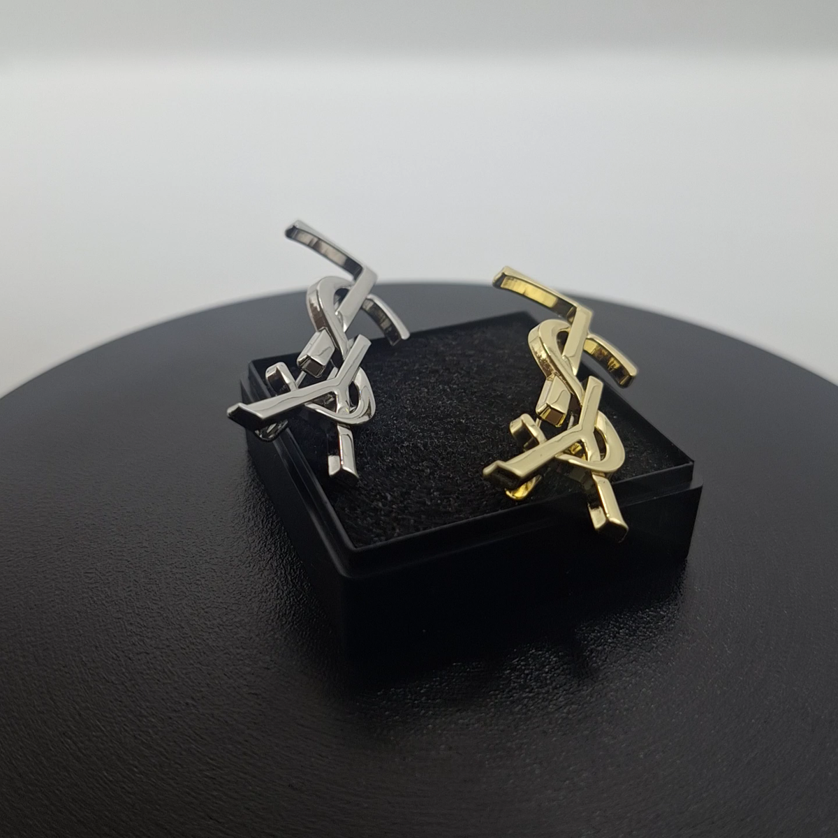 YSL Small Silver Brooch for Hat Scarf Tie Collar Lapel Pin Saint