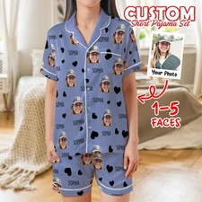 Custom Face & Name Pajama Set, Personalized Pajamas For Her Him, Custom Pj, Phot