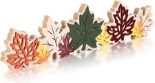 Fall Decor for Home Wooden Block Table Sign Maple Leaves Large, Leaf 