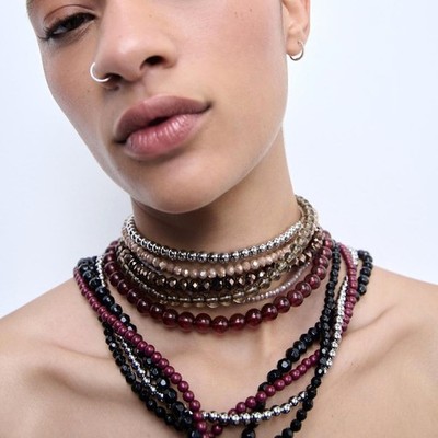 ZARA Pack of 2 MULTI-BEAD Multi-Color NECKLACES NWT 4736/038/606