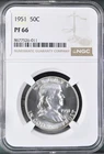 1951 Proof Franklin 50¢ NGC PF 66 SF BX4:40-42